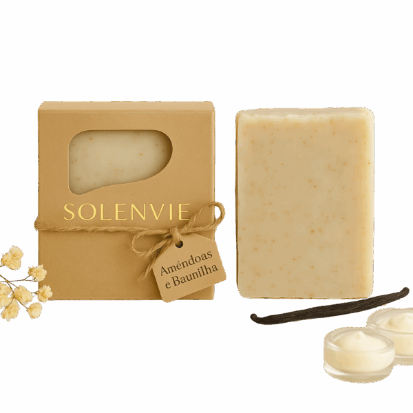 Sabonete Hidratante de Amêndoas e Baunilha 80g – Cuidados Naturais para Pele Seca