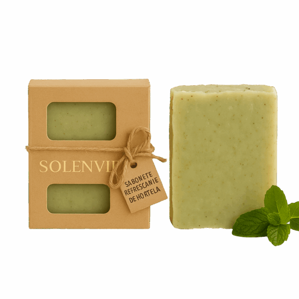 Refresque-se com Sabonete de Hortelã 80g – Feito à Mão Vegano e Energizante